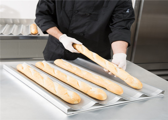 RK Bakeware China Foodservice NSF 5 Slot Alüminyum Baguette Yemek Tabakı Şeffaf Fransız Ekmek Taşı