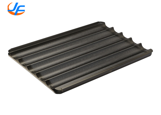 RK Bakeware China Foodservice 5 Slots Perforated Aluminium Baguette Baking Tray / Fransız Ekmek Taşı