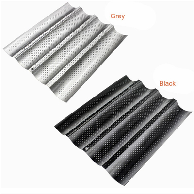RK Bakeware China Foodservice NSF Perforated 3 Slot Baguette Baking Tray Fransız Ekmek Taşı