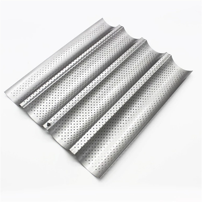RK Bakeware China Foodservice NSF Perforated 3 Slot Baguette Baking Tray Fransız Ekmek Taşı