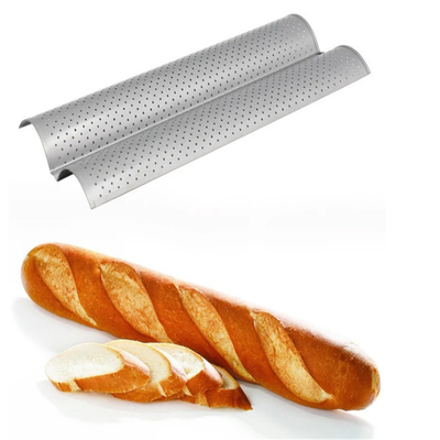 RK Bakeware China Foodservice NSF Perforated 3-Slot Molds Baguette Baking Tray Fransız Ekmek Taşı