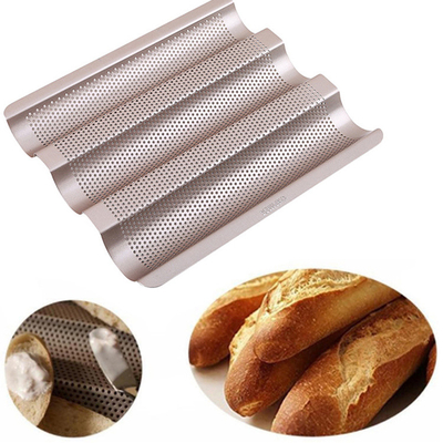 RK Bakeware China Foodservice NSF 5 Loaf Glazed Alüminyum Baguette Baking Tray Fransız Ekmek Taşı