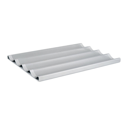 RK Bakeware China Foodservice NSF 5 Loaf Glazed Alüminyum Baguette Baking Tray Fransız Ekmek Taşı