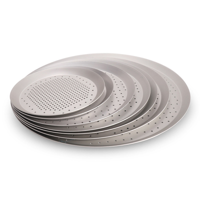 RK Bakeware Çin-Sert Anod Perforated Thin Crust Pizza Pan for Pizza Hut (Pizza kulübesine yönelik sert anod perforasyonlu ince kabuklu pizza tavaları)