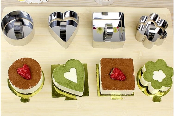 RK Bakeware China Foodservice NSF Dessert Yuvarlak Paslanmaz Çelik Kek Yüzükleri Gümüş Renk