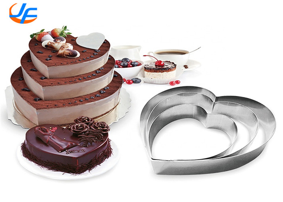 RK Bakeware China Foodservice NSF Heart Shape Cake Pişirme kalıbı, Paslanmaz Çelik Kalp Kalp Kalıp Mousse Cake Rings