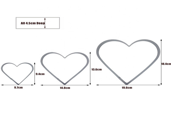 RK Bakeware China Foodservice NSF Heart Shape Cake Pişirme kalıbı, Paslanmaz Çelik Kalp Kalp Kalıp Mousse Cake Rings