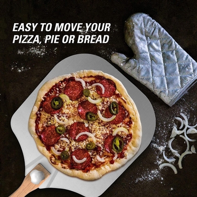 12 inç alüminyum pizza kürek ve 10 cm pizza tekerleği kesicisi seti