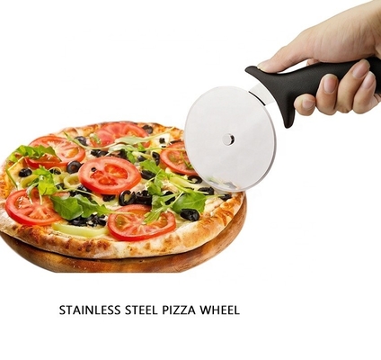 10cm Paslanmaz Çelik 430 Pizza Tekerleği Kesicisi Pp Talimiyle Yuvarlak Plastik Kesicisi Sunucu