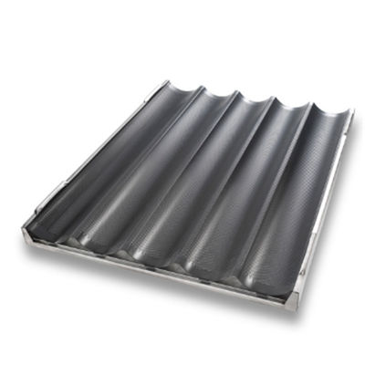 RK Bakeware China Foodservice NSF Durashield Kaplama 5 Kanal Yüklenebilir Tablock Baguette Tepsisi